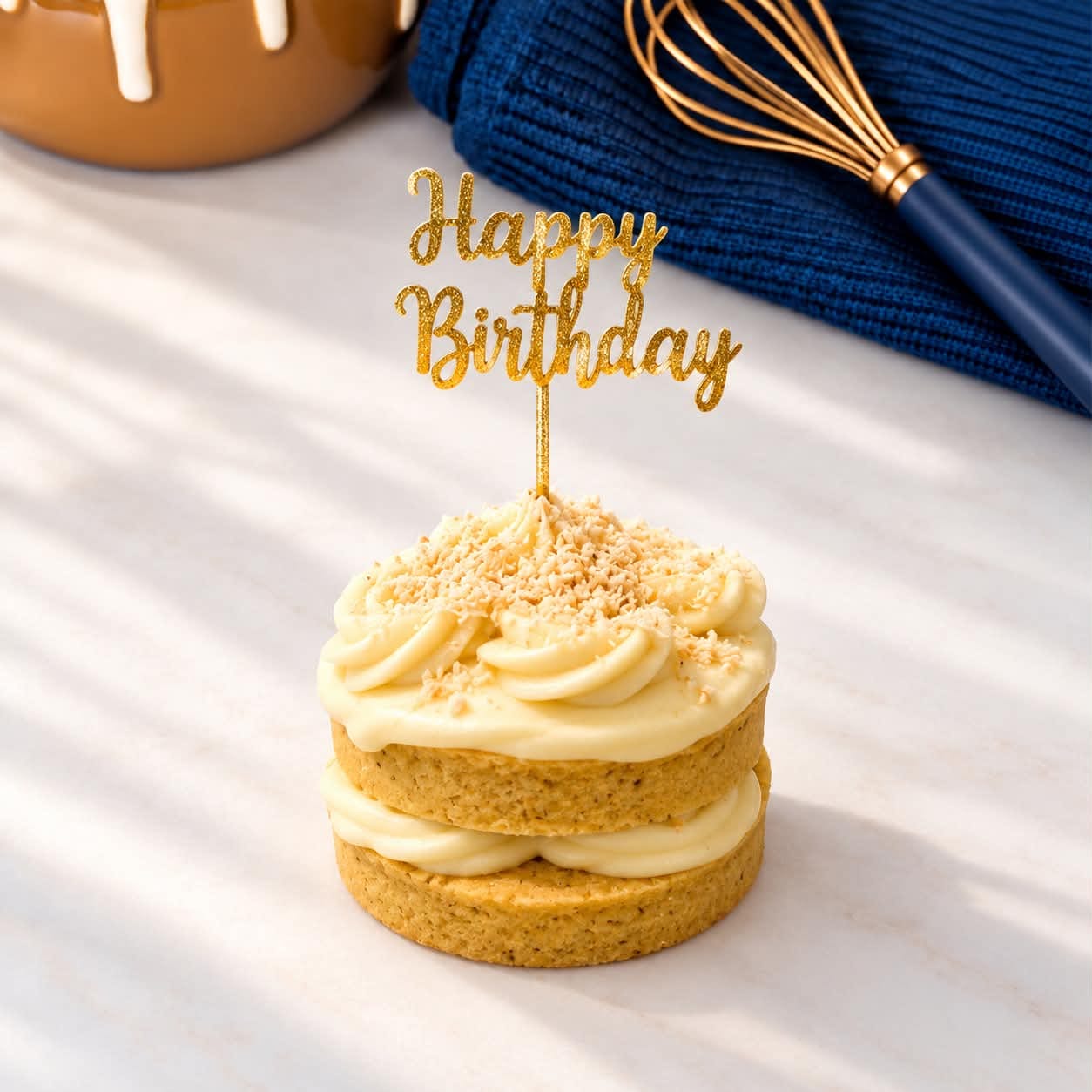 WORTH dog birthday cake with a Happy Birthday topper